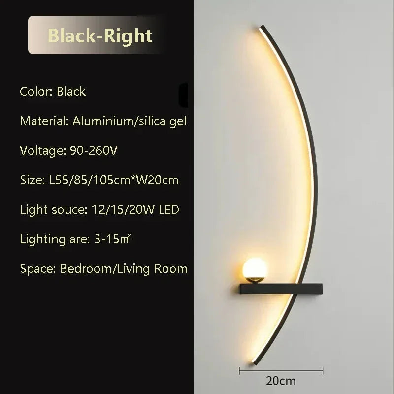 Smart LED Wall Lamp 55/105CM Remote Control Left Right Lighting Bedside Wall Sconces Bedroom Living Room Home Led Lights Lustre