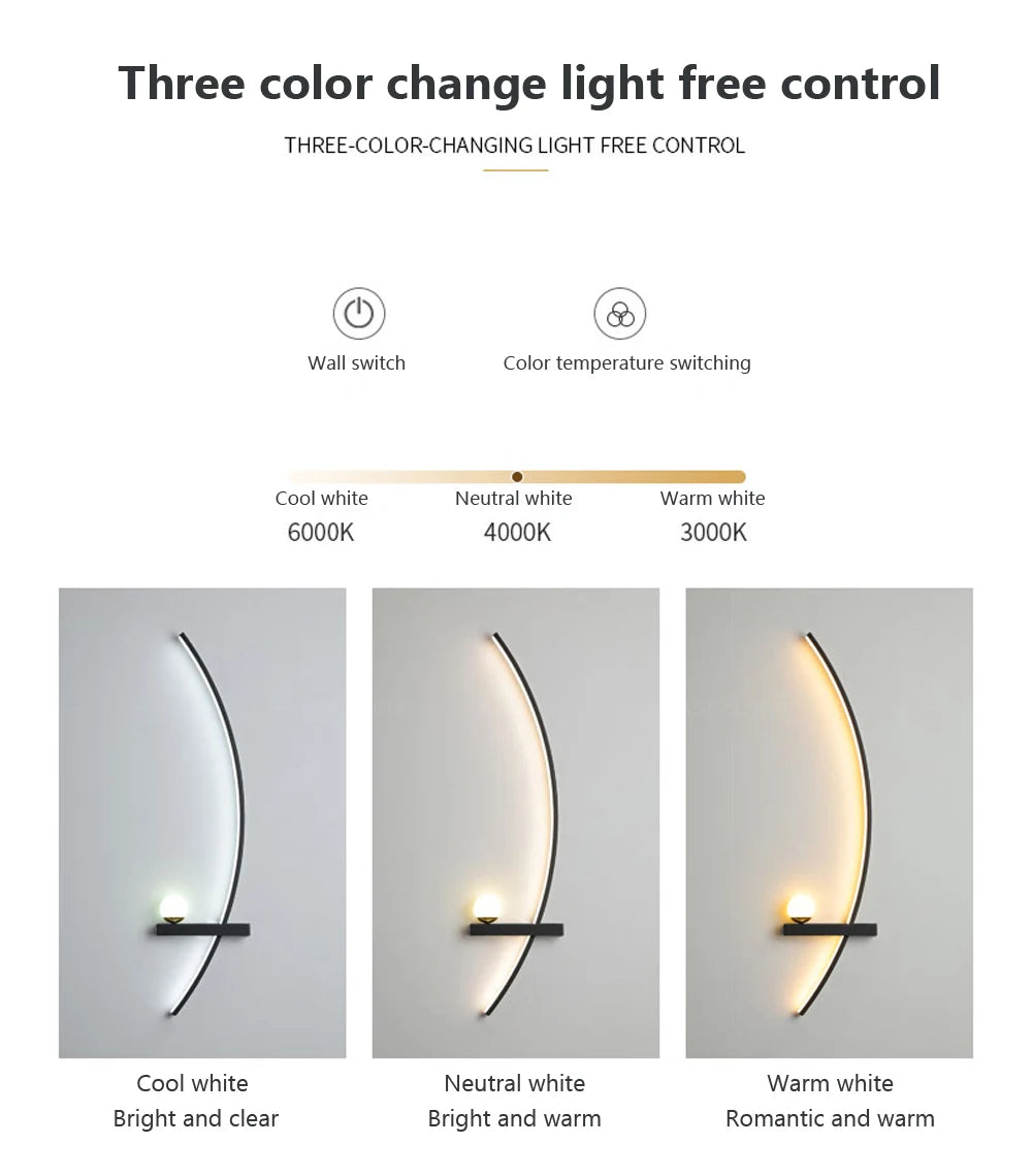Smart LED Wall Lamp 55/105CM Remote Control Left Right Lighting Bedside Wall Sconces Bedroom Living Room Home Led Lights Lustre