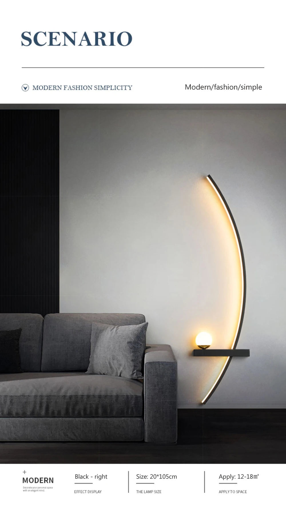 Smart LED Wall Lamp 55/105CM Remote Control Left Right Lighting Bedside Wall Sconces Bedroom Living Room Home Led Lights Lustre