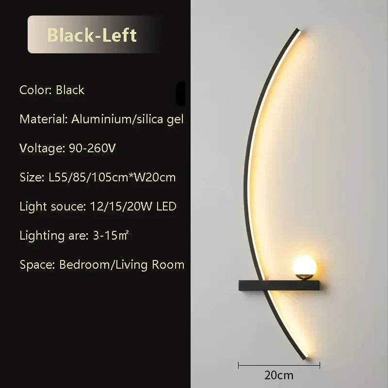 Smart LED Wall Lamp 55/105CM Remote Control Left Right Lighting Bedside Wall Sconces Bedroom Living Room Home Led Lights Lustre