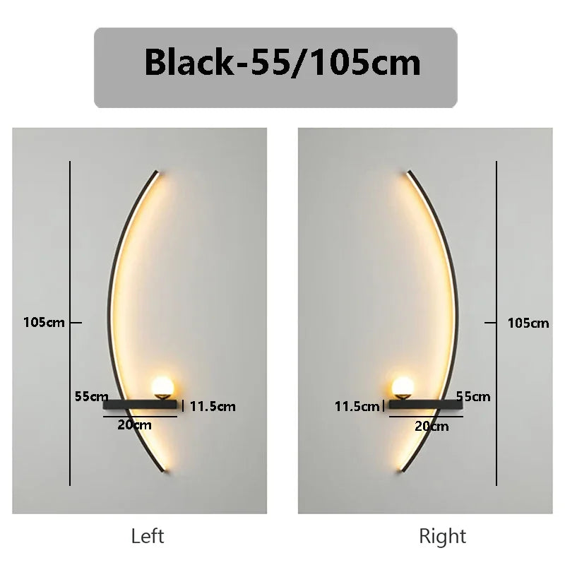 Smart LED Wall Lamp 55/105CM Remote Control Left Right Lighting Bedside Wall Sconces Bedroom Living Room Home Led Lights Lustre