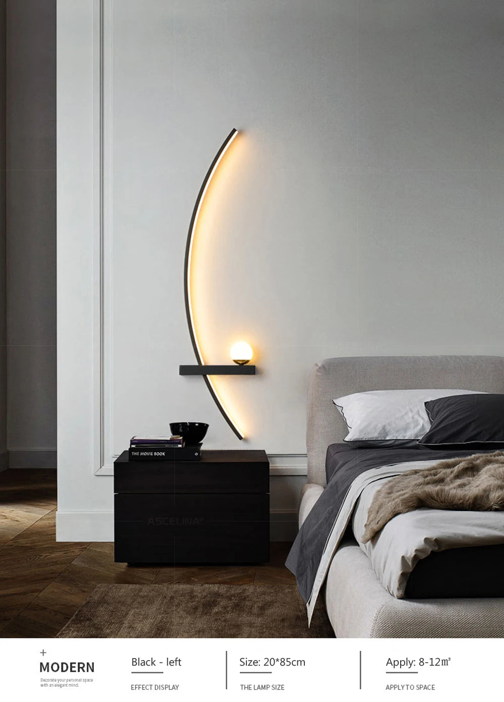 Smart LED Wall Lamp 55/105CM Remote Control Left Right Lighting Bedside Wall Sconces Bedroom Living Room Home Led Lights Lustre